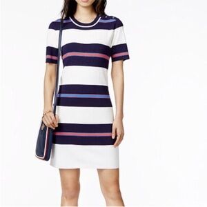Tommy Hilfiger NWT Women's Blue and White Stripe Mini Dress Size Large